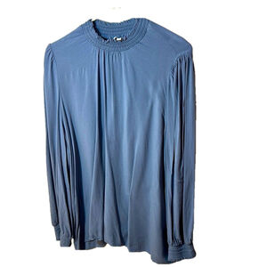 Reitman’s periwinkle blue, long sleeve mock neck viscose blouse size 3X